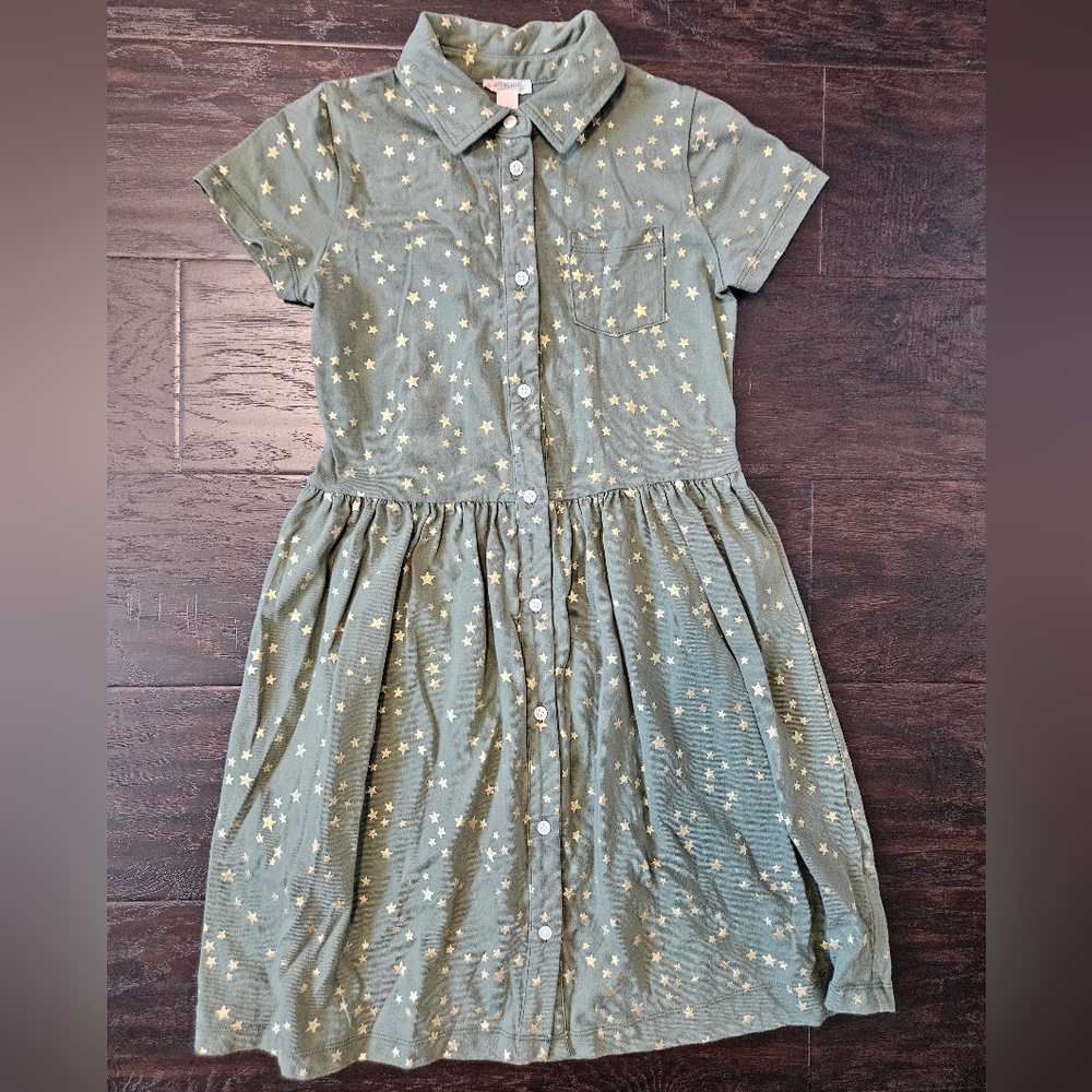 J.Crew Crewcuts Star-Print Short-Sleeve Knit Shirtdress, Girls Size L